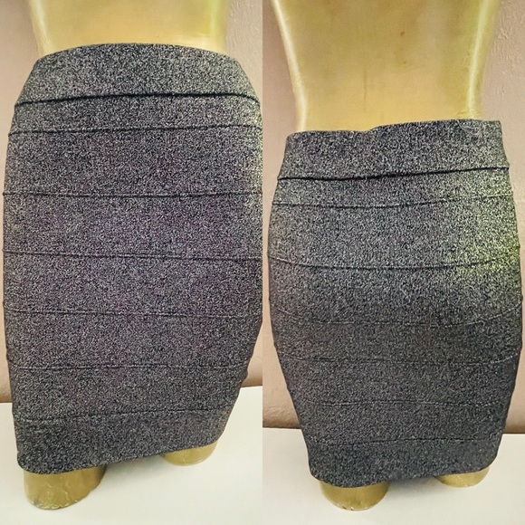 SUZY SHIER Bandage Style Pewter BODYCON Pencil SKIRT Size Medium - Picture 3 of 12